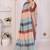 Multicolor linen striped saree with blouse