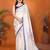 Off white blended cotton printed saree with blouse