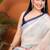 Off white blended cotton printed saree with blouse
