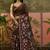 Brown linen printed saree with blouse
