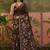 Brown linen printed saree with blouse