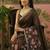 Brown linen printed saree with blouse