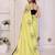 Lime linen printed saree with blouse