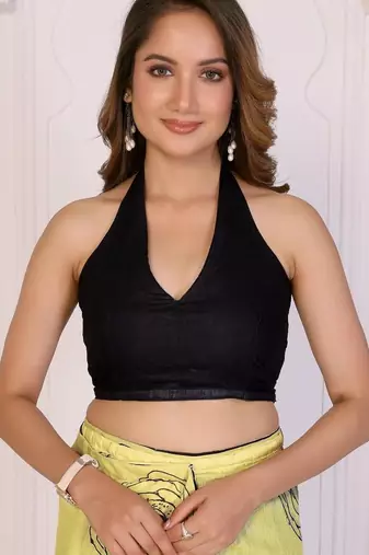 Lime linen printed saree with blouse