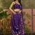Purple linen printed saree with blouse