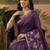 Purple linen printed saree with blouse