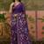 Purple linen printed saree with blouse