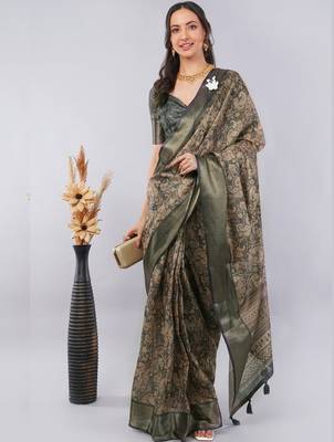 Multicolor polyester woven design saree with blouse 1