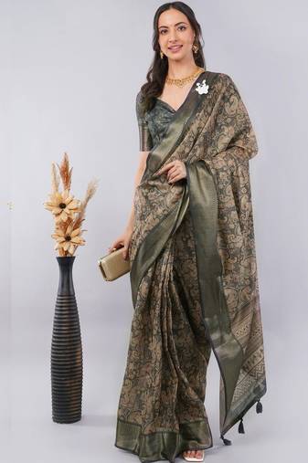 Multicolor polyester woven design saree with blouse