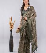 Multicolor polyester woven design saree with blouse