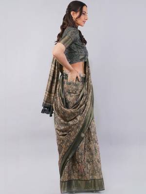 Multicolor polyester woven design saree with blouse 3