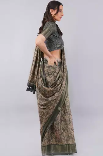 Multicolor polyester woven design saree with blouse