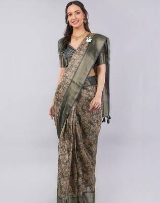 Multicolor polyester woven design saree with blouse 5