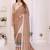 Brown linen striped saree with blouse