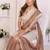 Brown linen striped saree with blouse