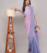 Multicolor pure linen striped saree with blouse
