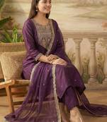 Women Ethnic Motifs Embroidered Regular Sequinned Liva Kurta with Trousers & With Dupatta