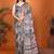 Multicolor pure linen printed saree with blouse