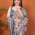 Multicolor pure linen printed saree with blouse