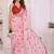Pink linen printed saree with blouse