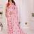 Pink linen printed saree with blouse