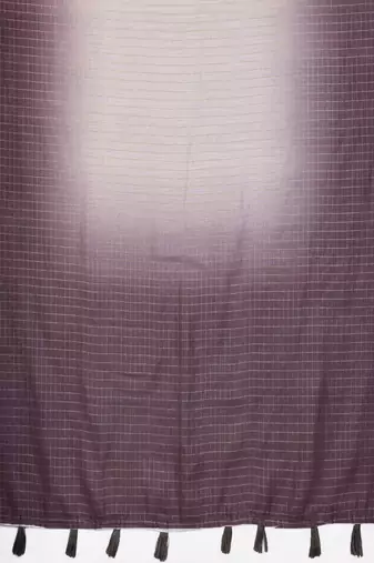 Purple linen checked saree with blouse