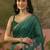 Green linen printed saree with blouse