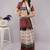 Off white pure linen printed saree with blouse