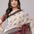 Off white pure linen printed saree with blouse