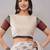 Off white pure linen printed saree with blouse