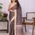 Brown linen printed saree with blouse