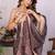 Brown linen printed saree with blouse