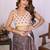 Brown linen printed saree with blouse