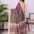Brown linen printed saree with blouse