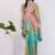 Multicolor pure linen colourblocked saree with blouse
