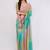 Multicolor pure linen colourblocked saree with blouse