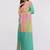 Multicolor pure linen colourblocked saree with blouse