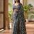 Grey linen printed saree with blouse