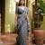 Grey linen printed saree with blouse