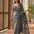 Grey linen printed saree with blouse