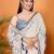 Off white linen printed saree with blouse