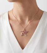 925 Sterling Silver Rose Gold  Starfish Pendant Necklace  Set for Women