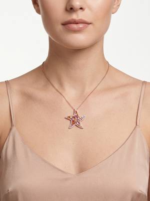 925 Sterling Silver Rose Gold  Starfish Pendant Necklace  Set for Women 3