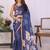 Navy blue linen  saree with blouse