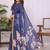 Navy blue linen  saree with blouse