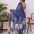 Navy blue linen  saree with blouse