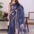 Navy blue linen  saree with blouse