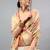 Beige tissue printed saree with blouse