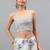 White chiffon printed saree with blouse