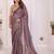 Violet linen printed saree with blouse